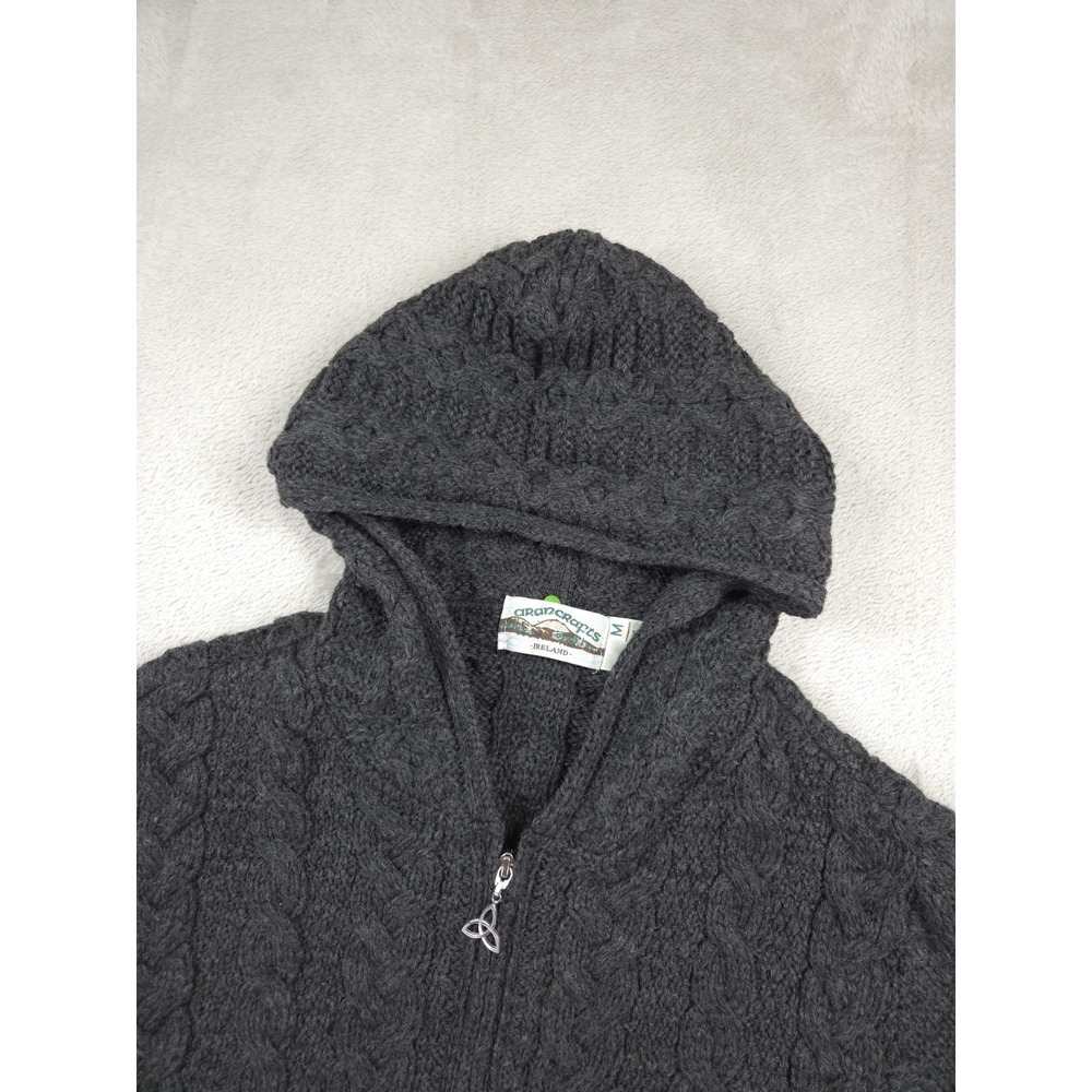 Aran Crafts Merino Wool Hoodie Womens Medium Full Zip - Picture 3 of 8